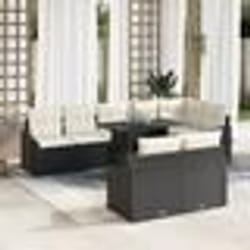 vidaXL Set de canapé de jardin 9 pièces avec coussins en poly rattan noir