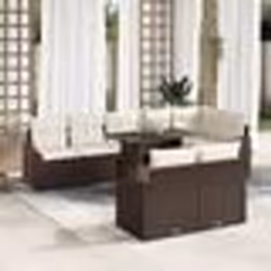 vidaXL Ensemble de canapé de jardin 9 pièces avec coussins marron en poly rotin