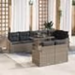 vidaXL Ensemble de canapés de jardin 9 pièces avec coussins Gris Poly Rotin