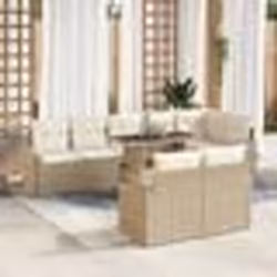 vidaXL Ensemble de canapés de jardin 9 pièces avec coussins Beige en poly rotin