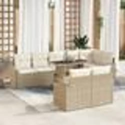 vidaXL Ensemble de canapés de jardin 9 pièces avec coussins Beige en poly rotin