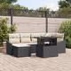 vidaXL Ensemble de canapé de jardin 7 pièces avec coussins en poly rattan noir