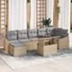 vidaXL Ensemble de canapé de jardin 8 pièces avec coussins beige en poly rotin