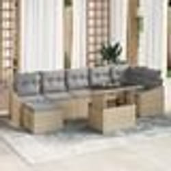 vidaXL Ensemble de canapé de jardin 8 pièces avec coussins beige en poly rotin