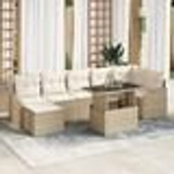 vidaXL Ensemble de canapé de jardin 8 pièces avec coussins Beige en poly rattan