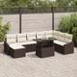 vidaXL Ensemble de canapé de jardin 9 pièces avec coussins marron en poly rotin