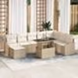 vidaXL Ensemble de canapé de jardin 9 pièces avec coussins Beige en polyrotin