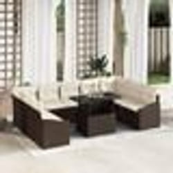 vidaXL Ensemble de canapé de jardin de 10 pièces avec coussins Marron en poly rotin