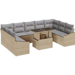 Vidaxl - Ensemble de salon de jardin de 10 pièces avec coussins beige en poly rotin
