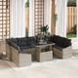 vidaXL Ensemble de canapé de jardin 10 pièces avec coussins gris clair en poly rotin