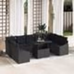 vidaXL Ensemble de salon de jardin 10 pièces avec coussins en poly rattan noir