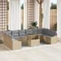 vidaXL Ensemble de canapé de jardin de 11 pièces avec coussins en poly rotin beige