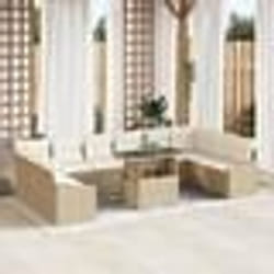 vidaXL Ensemble de canapé de jardin 11 pièces avec coussins beige en poly rattan