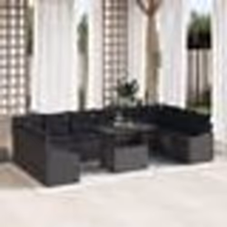 vidaXL Ensemble de sofa de jardin de 11 pièces avec coussins en poly rotin noir
