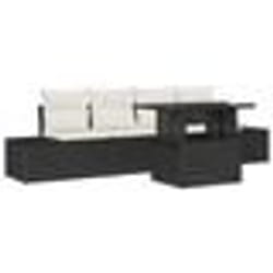 vidaXL Ensemble de canapé de jardin 5 pièces avec coussins Noir Rattan Poly