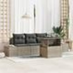 vidaXL Ensemble de canapé de jardin 5 pièces avec coussins gris en poly rotin