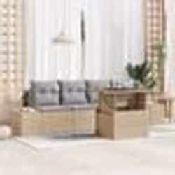 vidaXL Ensemble de canapé de jardin 5 pièces avec coussins en poly rattan beige
