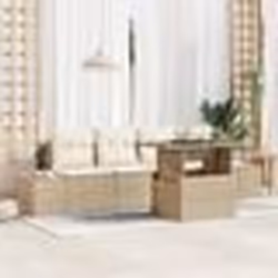 vidaXL Ensemble de canapé de jardin 5 pièces avec coussins Beige en polyrotin