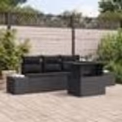 vidaXL Set de canapé de jardin 5 pièces avec coussins en poly rattan noir