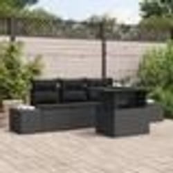vidaXL Set de canapé de jardin 5 pièces avec coussins en poly rattan noir