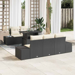 vidaXL Ensemble de canapé de jardin 6 pièces avec coussins en poly rattan noir