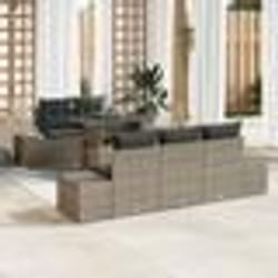 vidaXL Ensemble de canapé de jardin de 6 pièces avec coussins gris en poly rattan