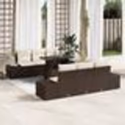 vidaXL Ensemble de canapé de jardin 7 pièces avec coussins Marron en poly rattan