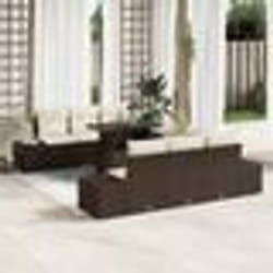 vidaXL Ensemble de canapé de jardin 7 pièces avec coussins Marron en poly rattan