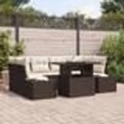 vidaXL Ensemble de canapés de jardin 7 pièces avec coussins en rattan poly marron