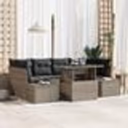 vidaXL Ensemble de canapé de jardin 7 pièces avec coussins Gris en poly rotin