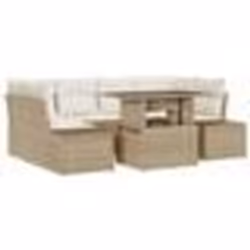 vidaXL Ensemble de canapé de jardin 7 pièces avec coussins beige poly rattan