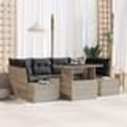 vidaXL Ensemble de salon de jardin 7 pièces avec coussins Gris clair en poly rotin