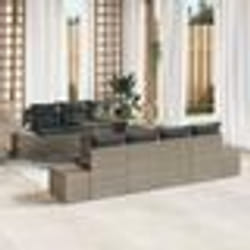 vidaXL ensemble de jardin 8 pièces avec coussins gris en poly rotin