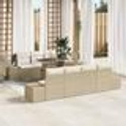 vidaXL Set de canapé de jardin 8 pièces avec coussins beige en poly rattan