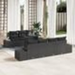 vidaXL Ensemble de Canapé de Jardin de 8 Pièces avec Coussins Noir Poly Rattan