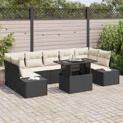 vidaXL Ensemble de canapé de jardin 8 pièces avec coussins noir en poly rotin