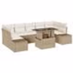 vidaXL Ensemble de salon de jardin 8 pièces avec coussins beige en poly rotin