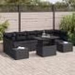 vidaXL Ensemble de Canapé de Jardin 8 Pièces avec Coussins Noir en Rattan Synthétique