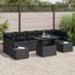 vidaXL Ensemble de Canapé de Jardin 8 Pièces avec Coussins Noir en Rattan Synthétique