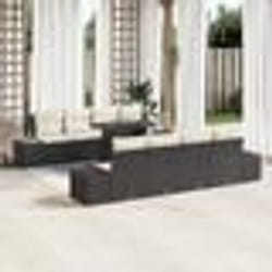 vidaXL Ensemble de canapé de jardin 7 pièces avec coussins en poly rotin noir