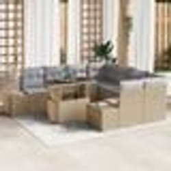 vidaXL ensemble de canapé de jardin de 9 pièces avec coussins en osier beige