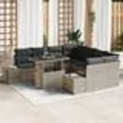 vidaXL Ensemble de canapés de jardin 9 pièces avec coussins gris clair en poly rotin