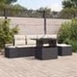 vidaXL Ensemble de salon de jardin 6 pièces avec coussins en poly rotin noir