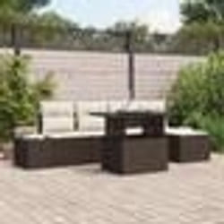 vidaXL Ensemble de canapés de jardin 6 pièces avec coussins en poly rotin marron