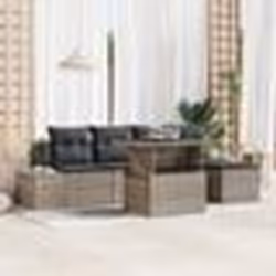 vidaXL Ensemble de salon de jardin 6 pièces avec coussins Gris en poly rattan