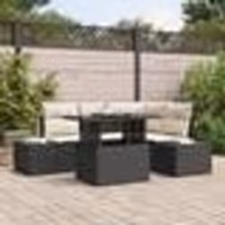 vidaXL Ensemble de canapé de jardin 5 pièces avec coussins Noir Poly Rattan