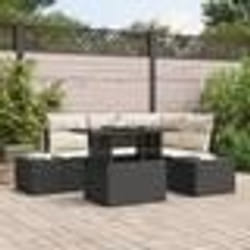 vidaXL Ensemble de canapé de jardin 5 pièces avec coussins Noir Poly Rattan