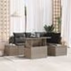 vidaXL Ensemble de canapé de jardin 5 pièces avec coussins en poly rotin gris