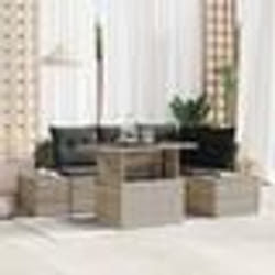 vidaXL Ensemble de canapé de jardin 5 pièces avec coussins gris clair en osier synthétique