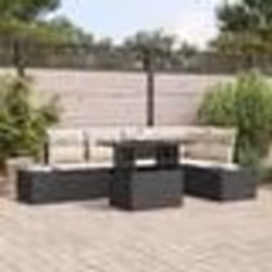 vidaXL Ensemble de canapé de jardin 6 pièces avec coussins en poly rattan noir